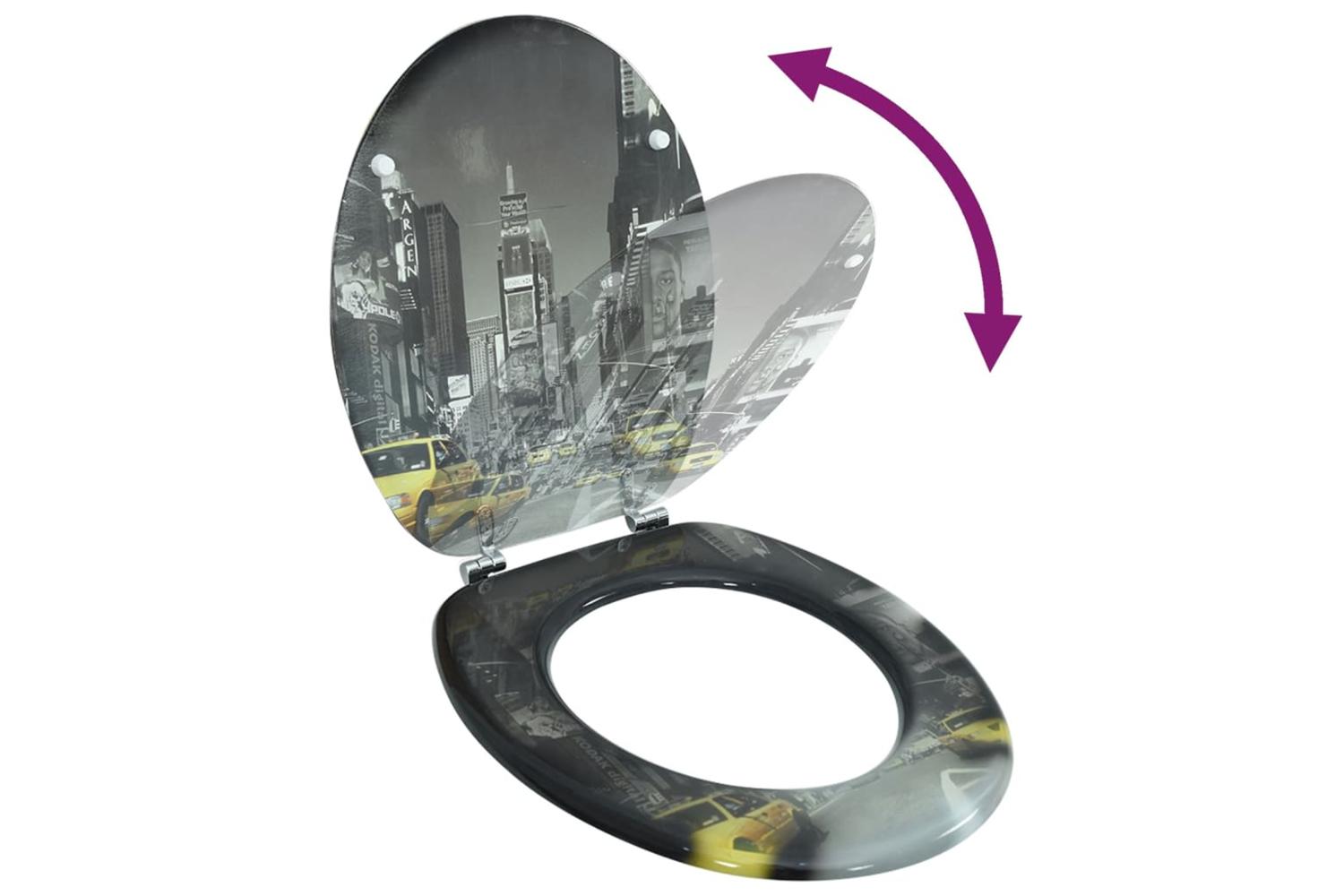 Vidaxl 141481 Toilet Seat With Mdf Lid New York Design-7