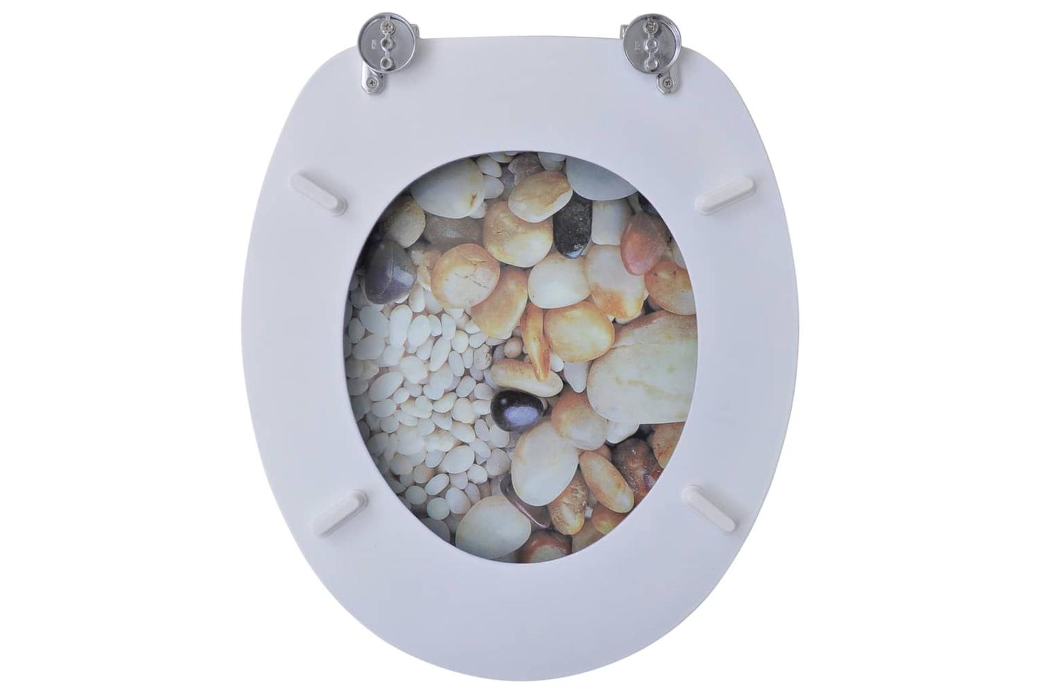 Vidaxl 141484 Toilet Seat With Mdf Lid Pebbles Design-6