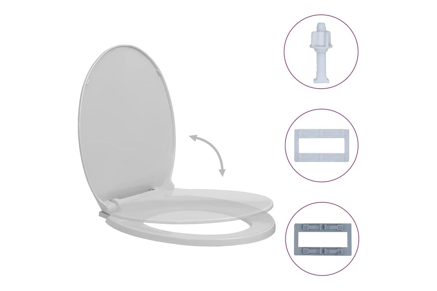 Vidaxl 145814 Soft-close Toilet Seat Light Grey Oval-2