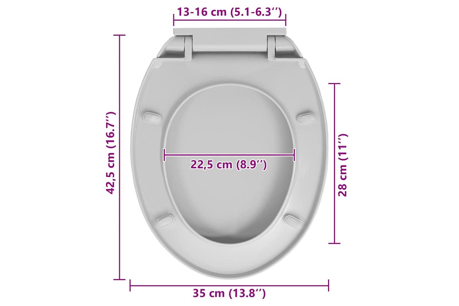 Vidaxl 145814 Soft-close Toilet Seat Light Grey Oval-10