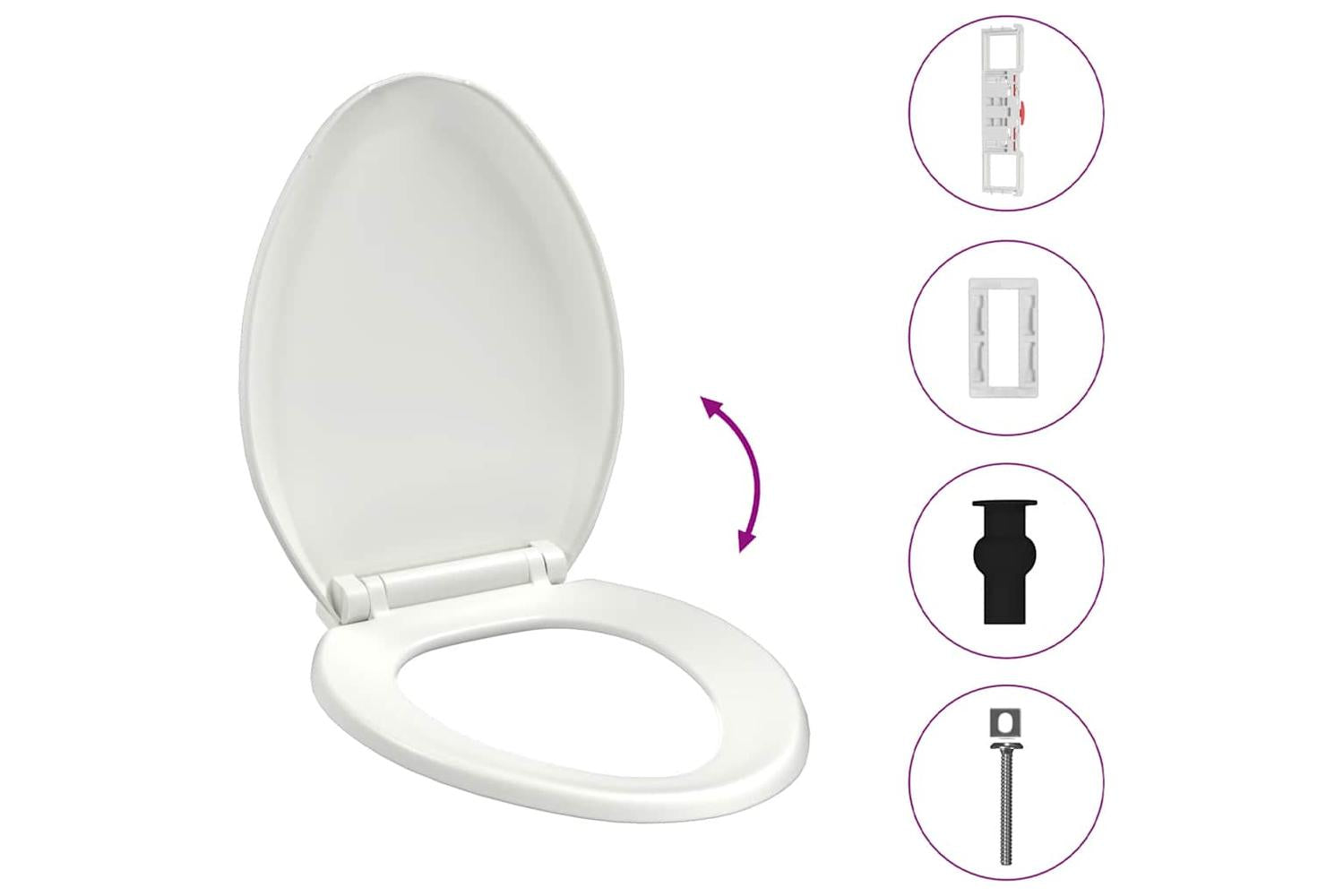Vidaxl 145019 Soft-close Toilet Seat With Quick-release Design White-2