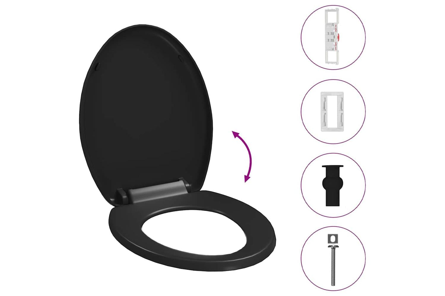 Vidaxl 145016 Soft-close Toilet Seat With Quick-release Design Black-9