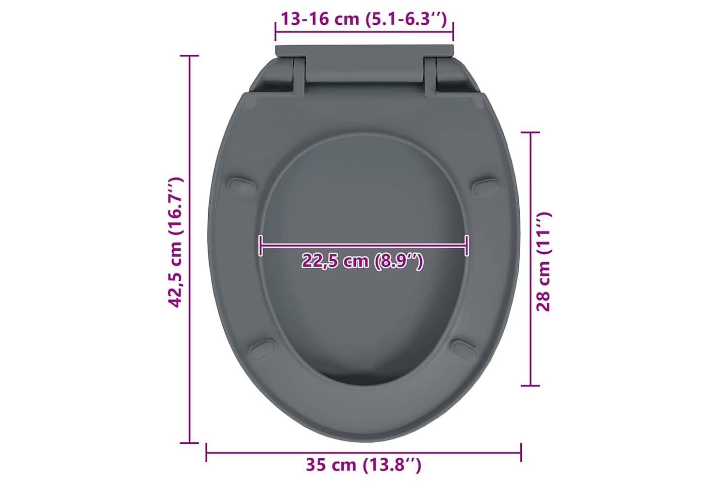 Vidaxl 145816 Soft-close Toilet Seat Grey Oval-10