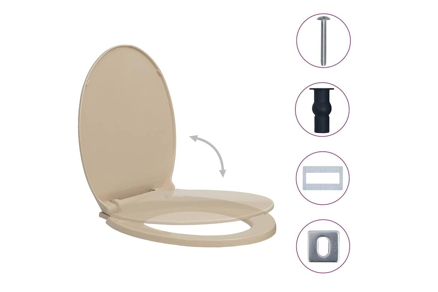 Vidaxl 145821 Soft-close Toilet Seat Quick Release Beige Oval-2