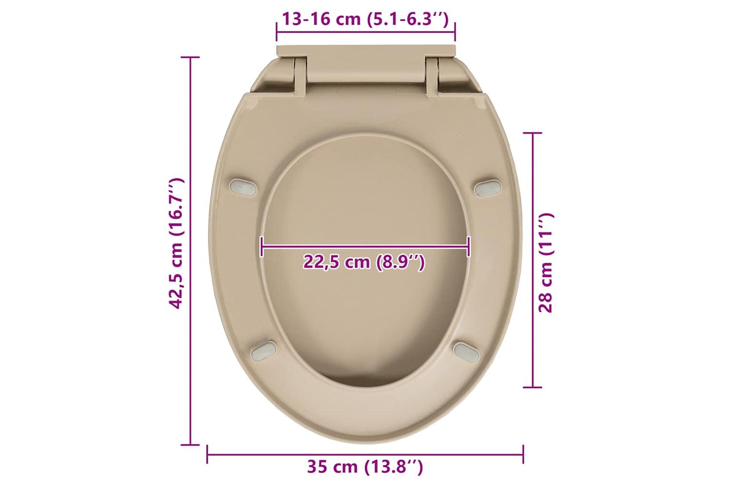 Vidaxl 145821 Soft-close Toilet Seat Quick Release Beige Oval-10