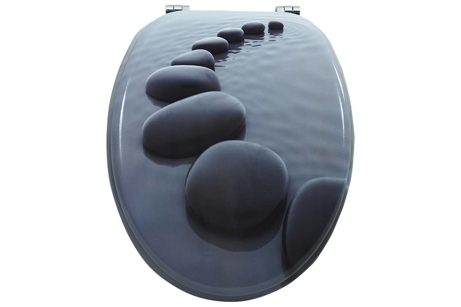 Vidaxl 140804 Wc Toilet Seat Mdf Lid Stones-3