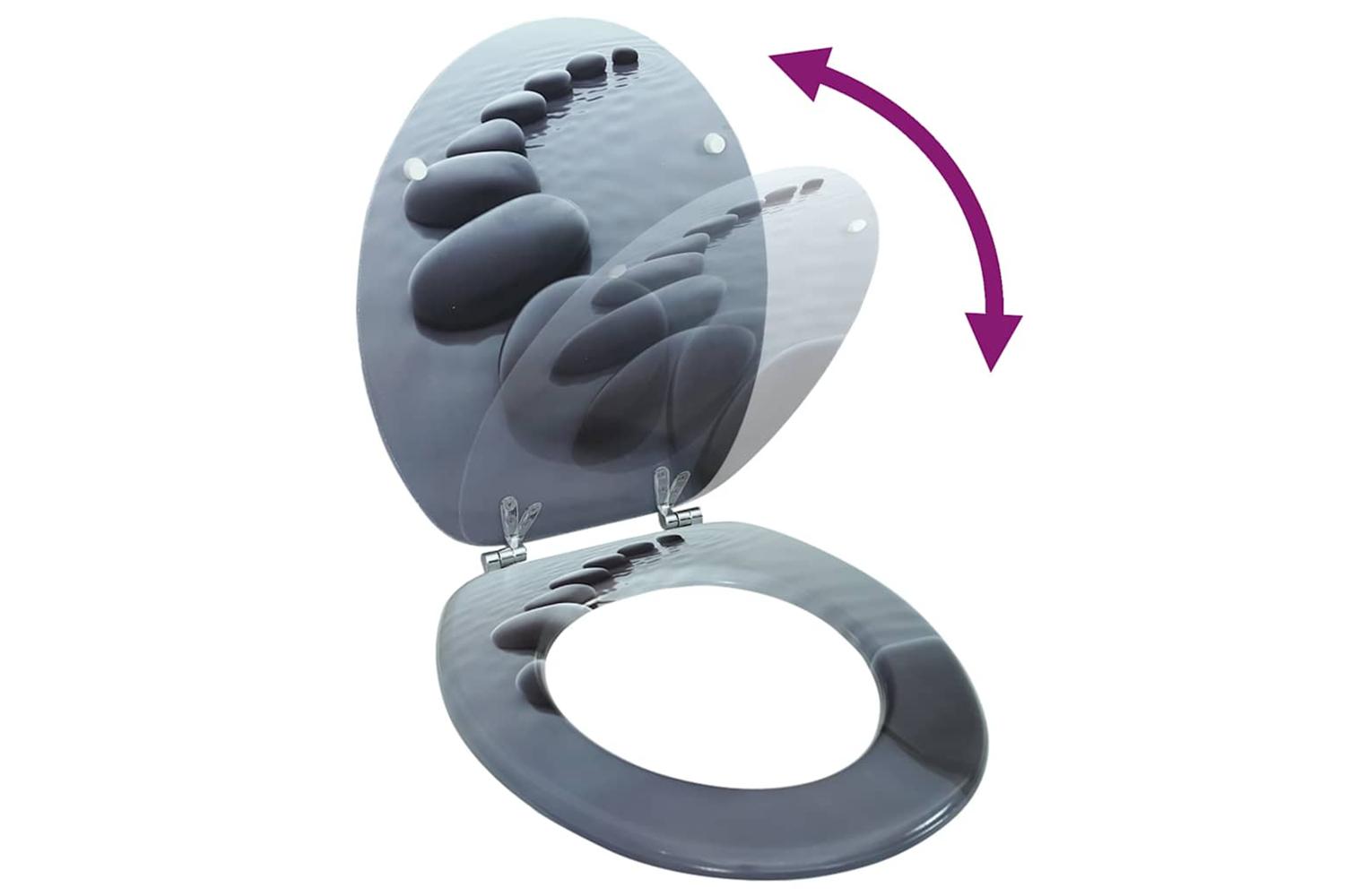 Vidaxl 140804 Wc Toilet Seat Mdf Lid Stones-7