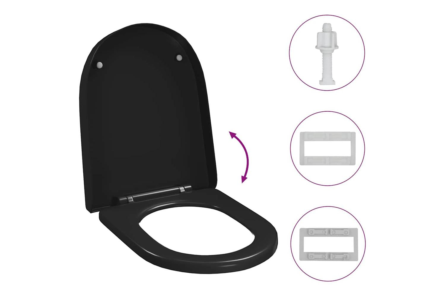 Vidaxl 145022 Soft-close Toilet Seat With Quick-release Design Black-9