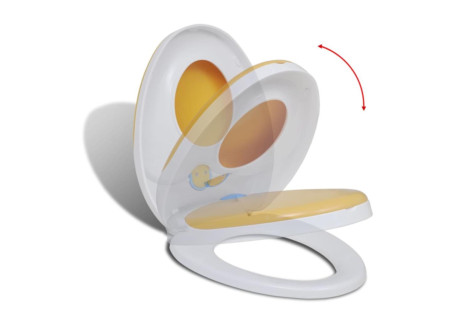 Vidaxl 141766 White & Yellow Soft-close Toilet Seat Adults/children