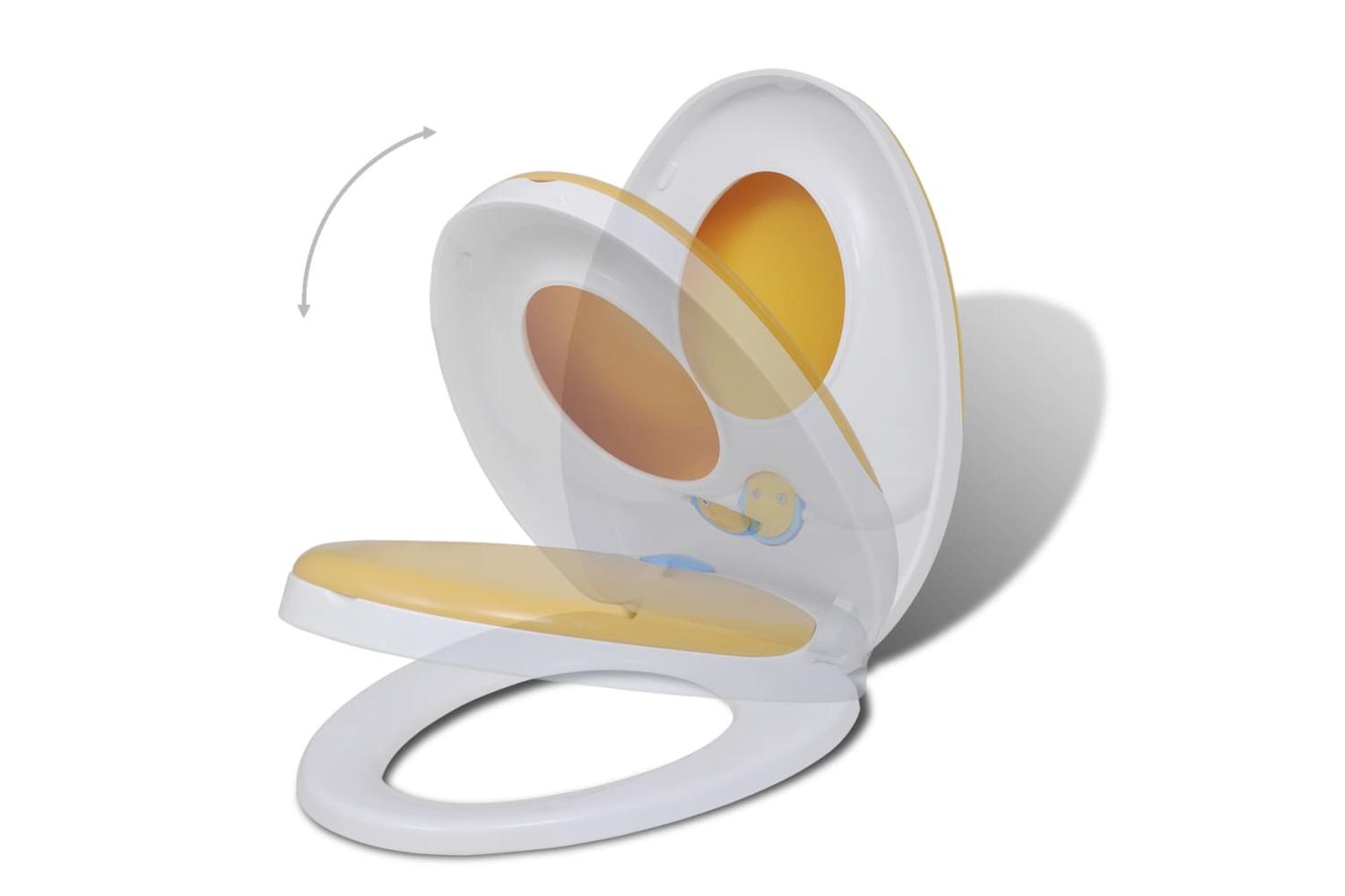 Vidaxl 275931 Toilet Seats With Soft Close Lids 2pcs Plastic White And Yellow-2