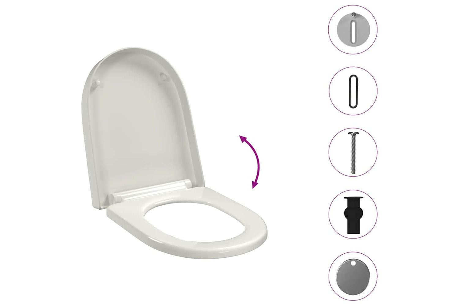 Vidaxl Soft-close Toilet Seat With Quick-release Design White Square-9