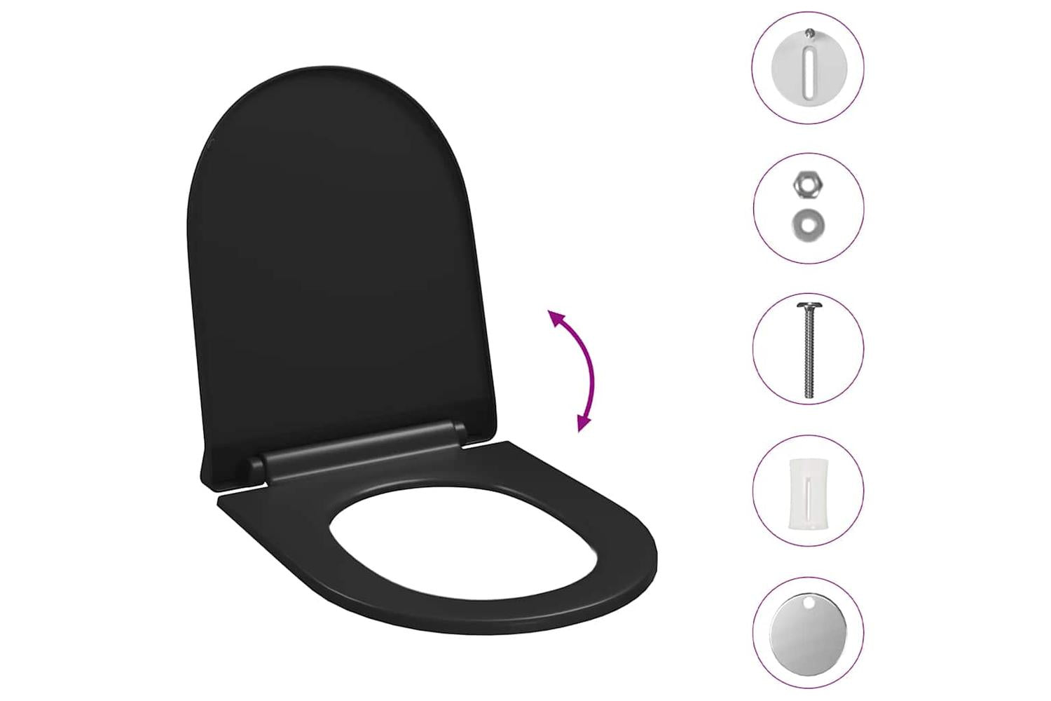 Vidaxl 145018 Soft-close Toilet Seat With Quick-release Design Black-9