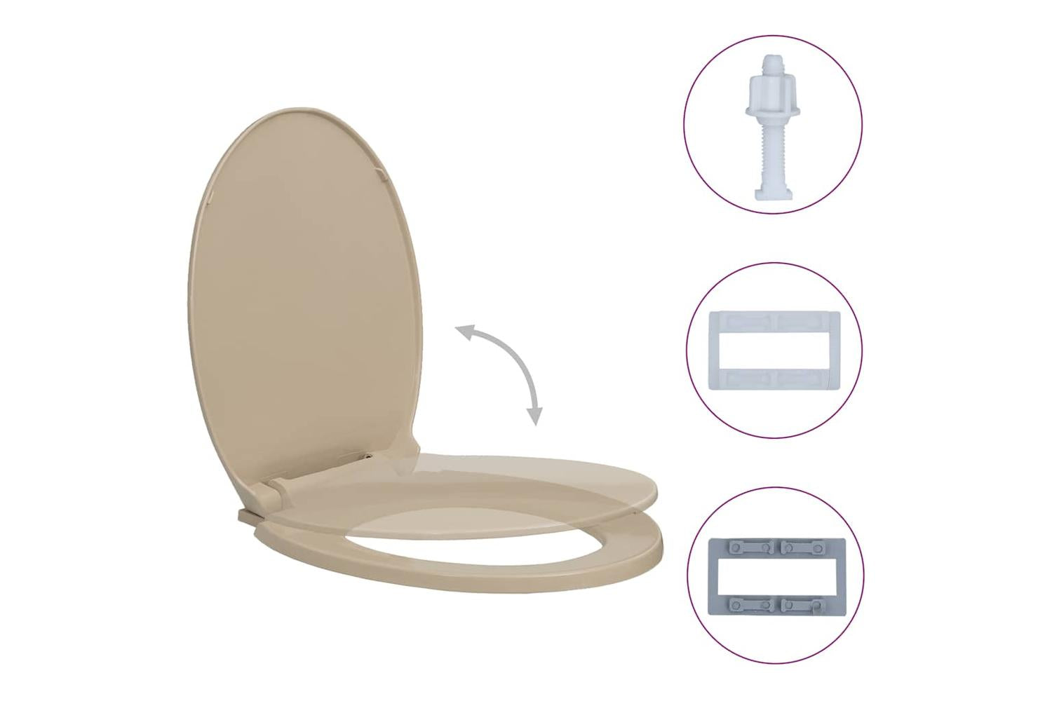 Vidaxl 145820 Soft-close Toilet Seat Beige Oval-2