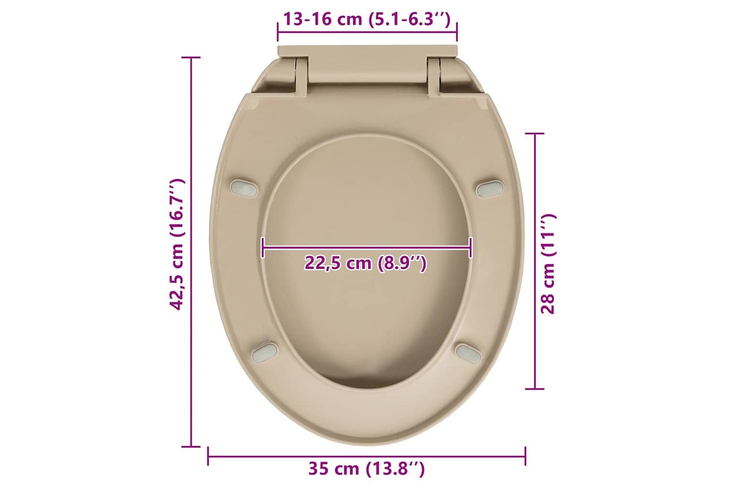 Vidaxl 145820 Soft-close Toilet Seat Beige Oval-10