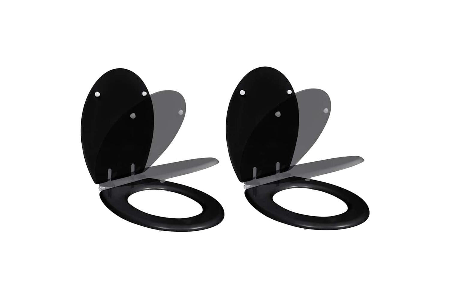 Vidaxl 275905 Toilet Seats With Soft Close Lids 2 Pcs Mdf Black