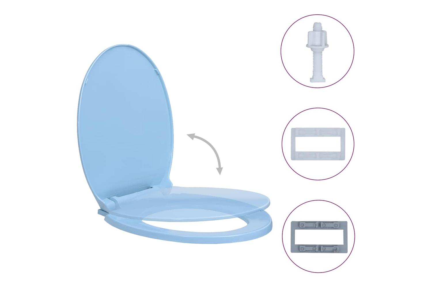 Vidaxl 145822 Soft-close Toilet Seat Blue Oval-2