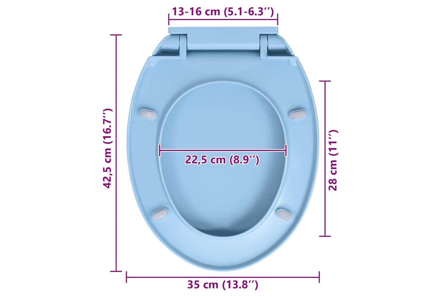 Vidaxl 145822 Soft-close Toilet Seat Blue Oval-10