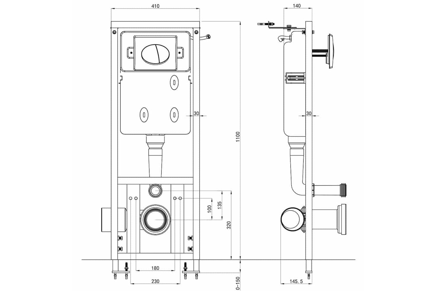 Vidaxl Concealed High Cistern 11 L 41x14x(110-125) Cm-7