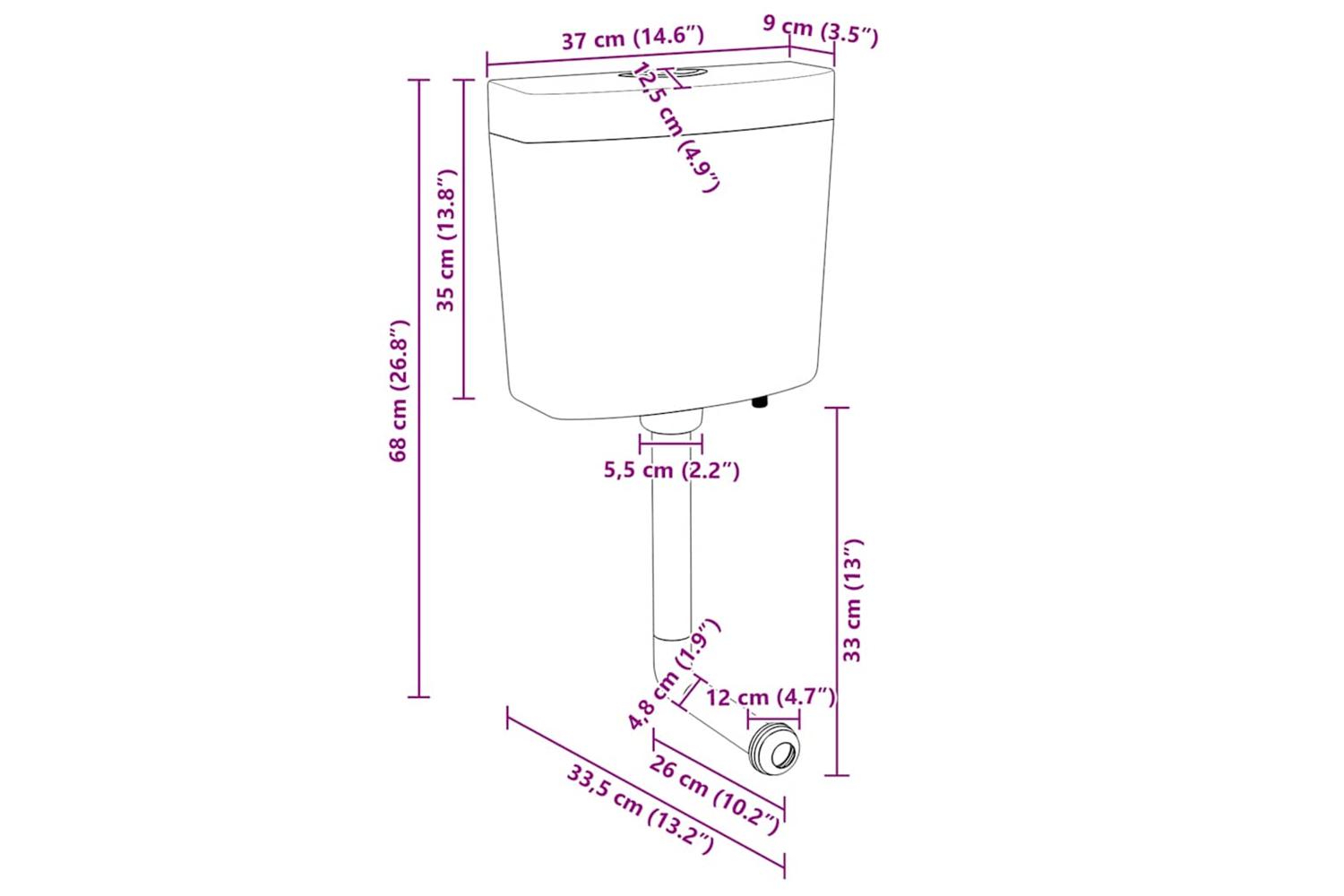 Vidaxl Toilet Cistern With Bottom Water Inlet 3/6 L White-10