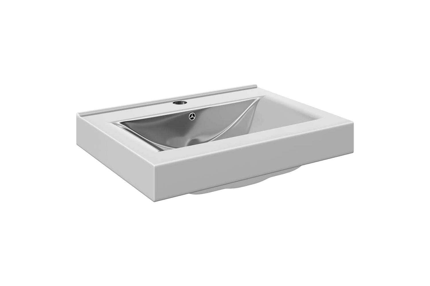 vidaXL 143502 Wash Basin With Overflow 60x46x16cm Ceramic Silver