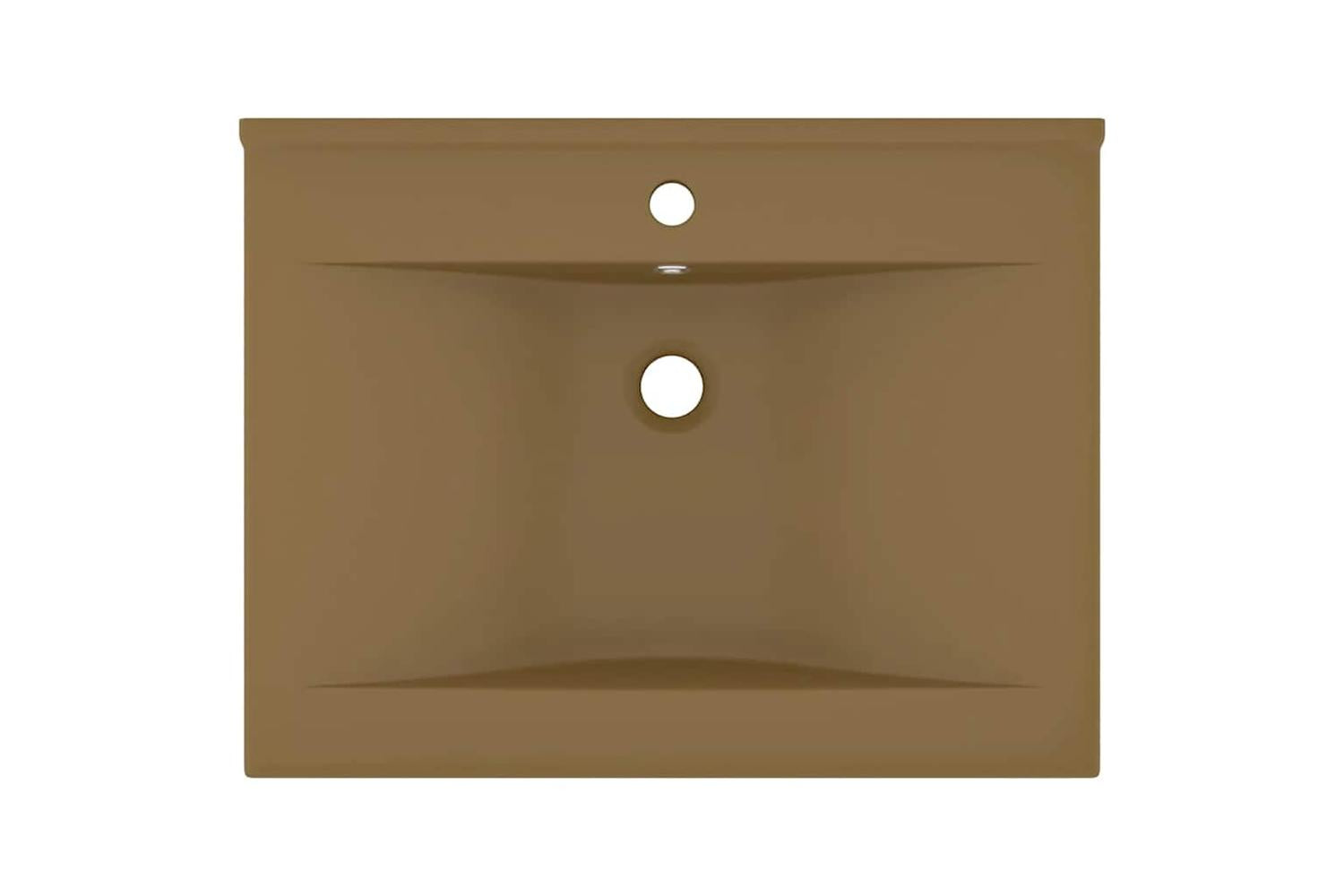 vidaXL 147029 Luxury Basin With Faucet Hole Matt Cream 60x46cm Ceramic-3