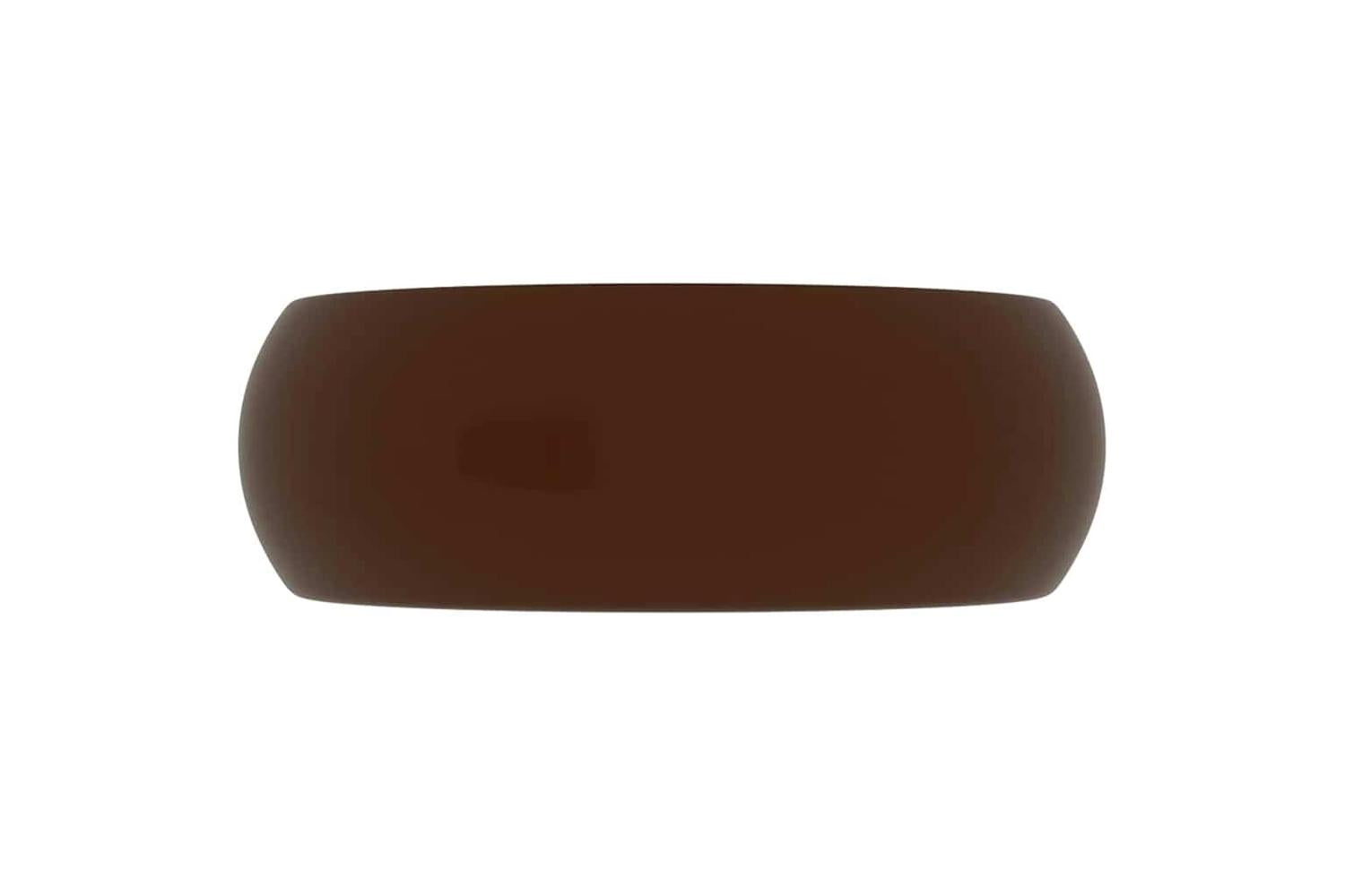 vidaXL 147006 Luxury Wash Basin Round Matt Dark Brown 40x15cm Ceramic-3