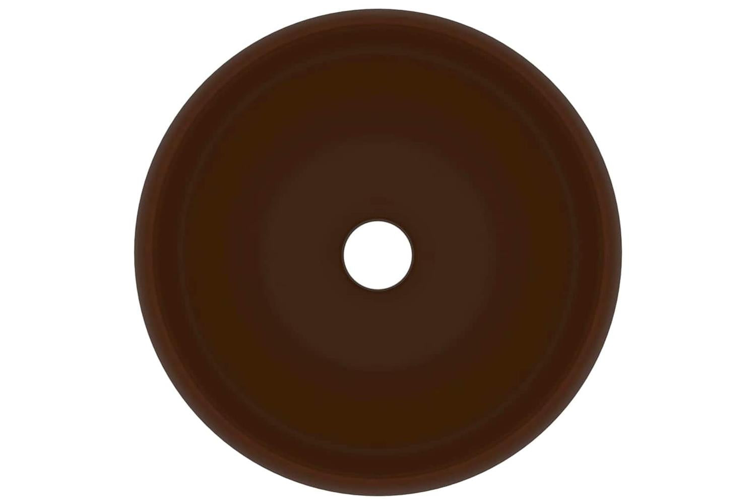vidaXL 147006 Luxury Wash Basin Round Matt Dark Brown 40x15cm Ceramic-4