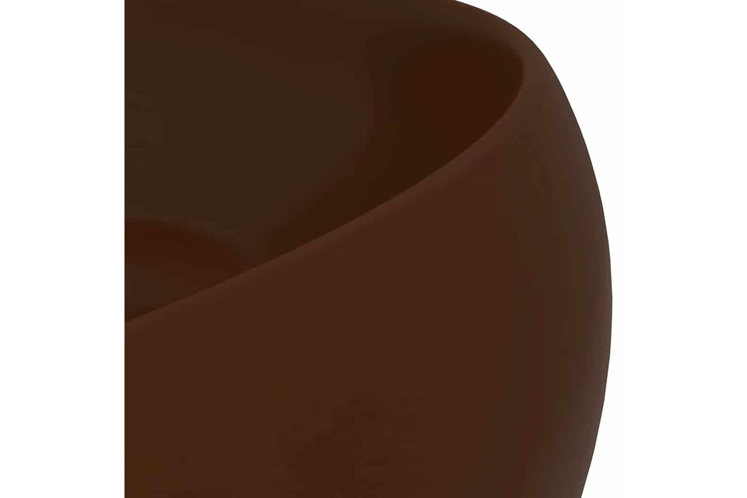 vidaXL 147006 Luxury Wash Basin Round Matt Dark Brown 40x15cm Ceramic-5