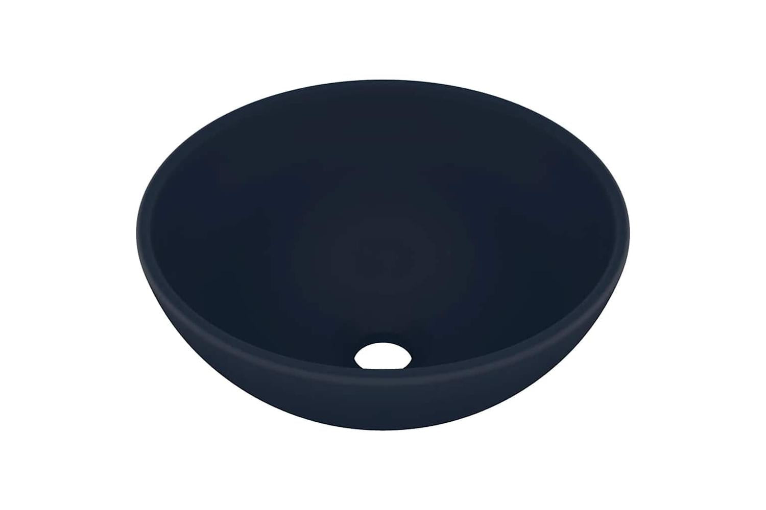 vidaXL 146968 Luxury Bathroom Basin Round Matt Dark Blue 32.5x14cm Ceramic