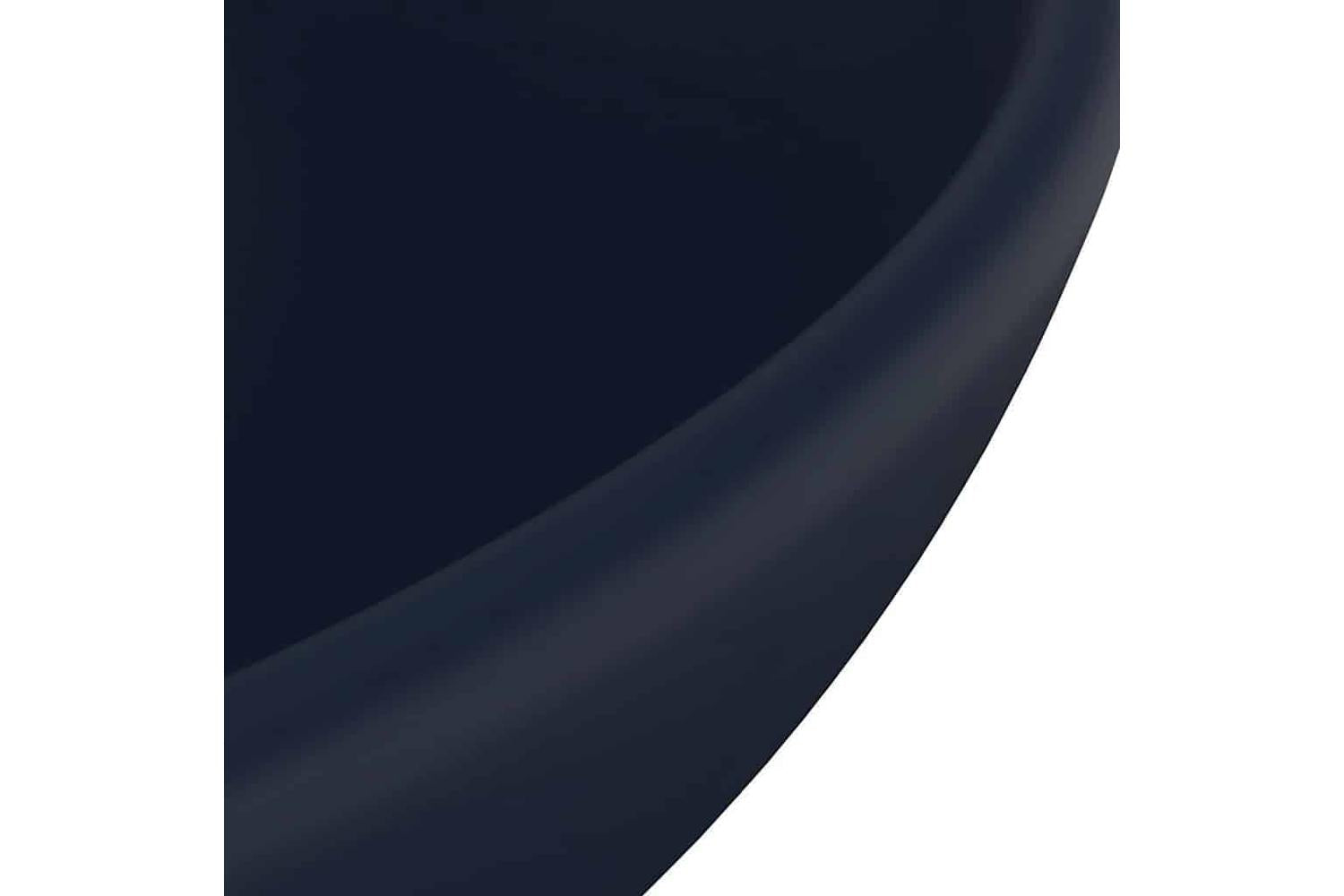 vidaXL 146968 Luxury Bathroom Basin Round Matt Dark Blue 32.5x14cm Ceramic-5