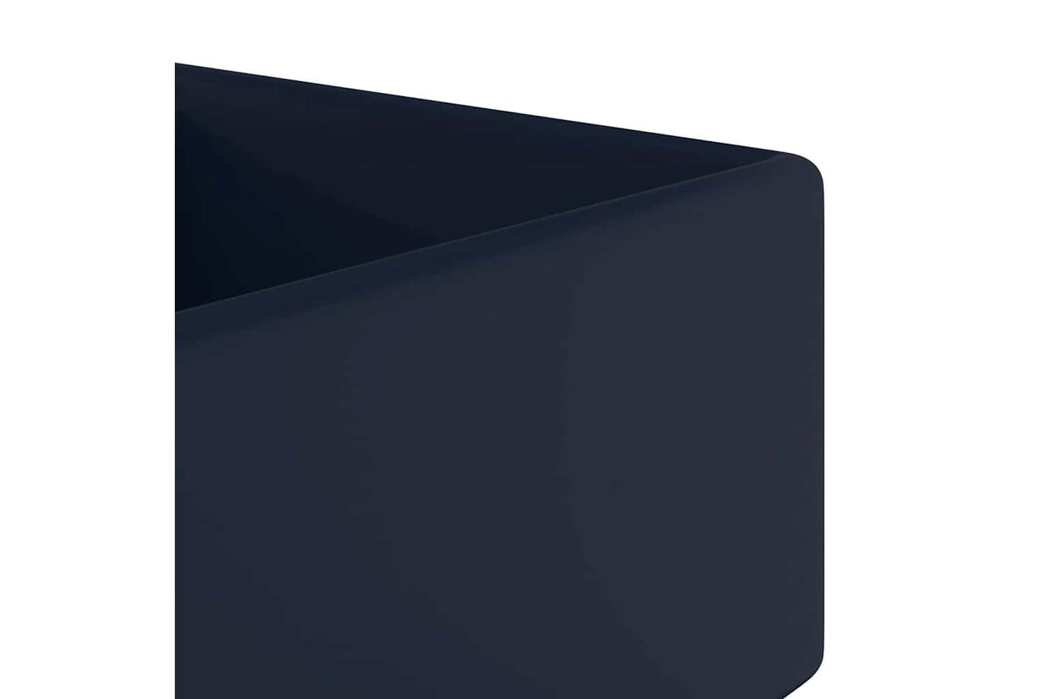 Vidaxl Luxury Basin Overflow Square Matt Dark Blue 41x41 Cm Ceramic-5