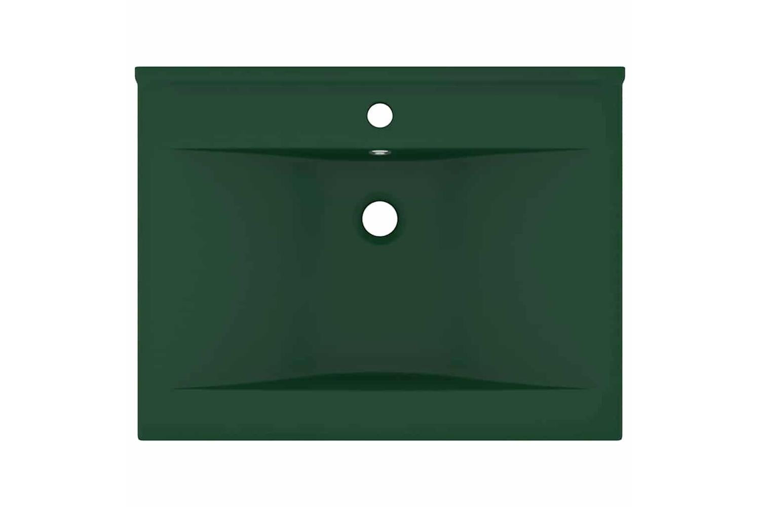 vidaXL 147025 Luxury Basin With Faucet Hole Matt Dark Green 60x46cm Ceramic-3