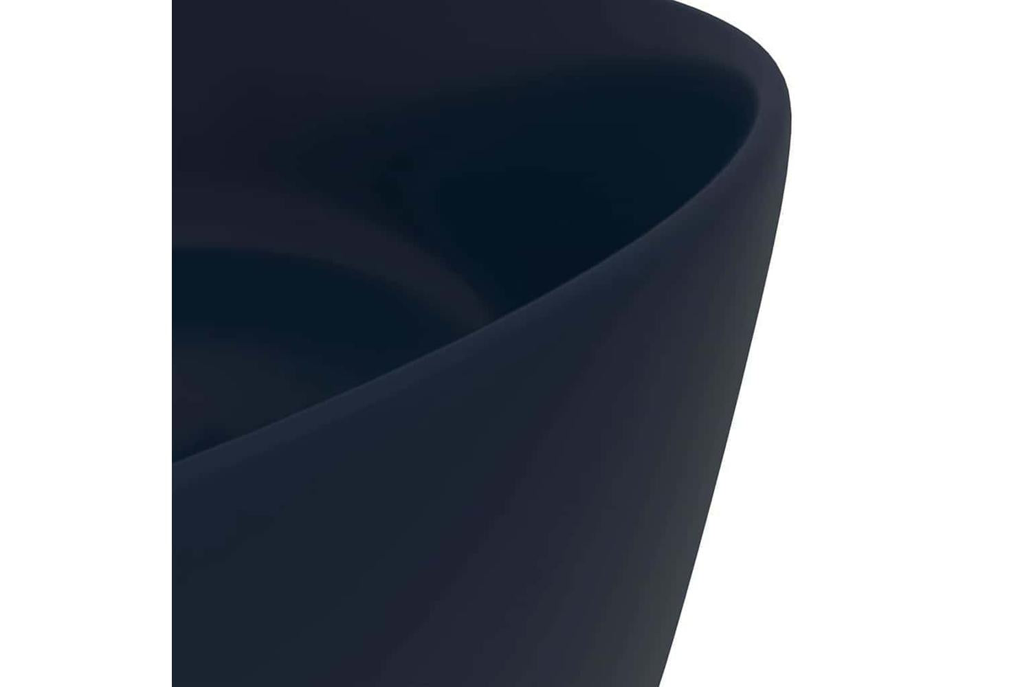 vidaXL 147012 Luxury Wash Basin Round Matt Dark Blue 40x15cm Ceramic-5