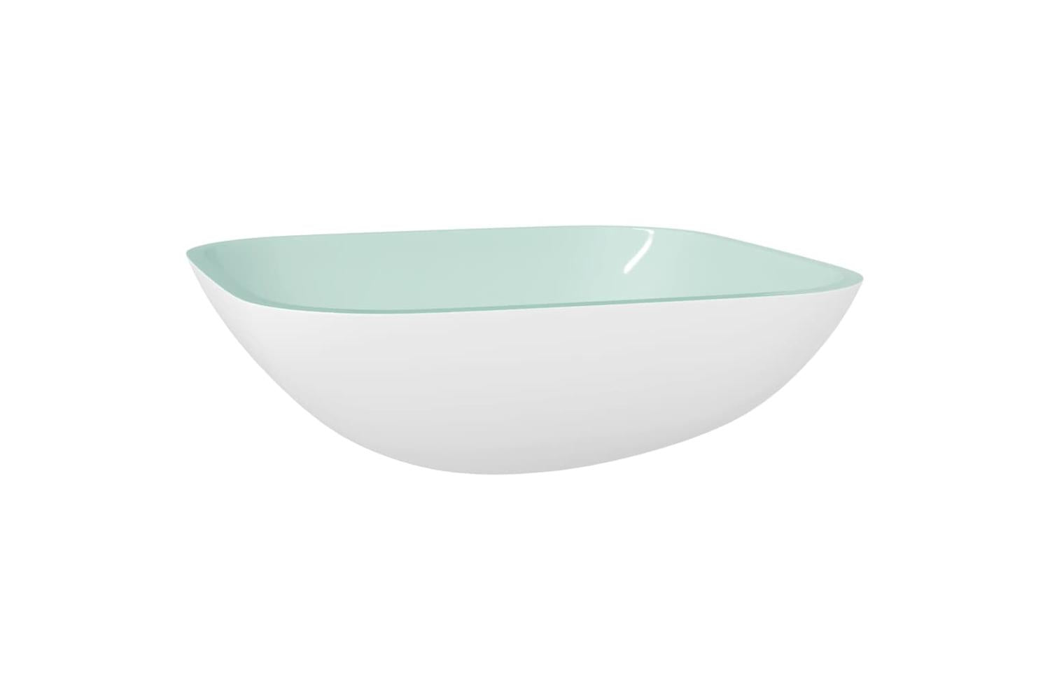 vidaXL 345254 Basin Glass 42x42x14cm White-2