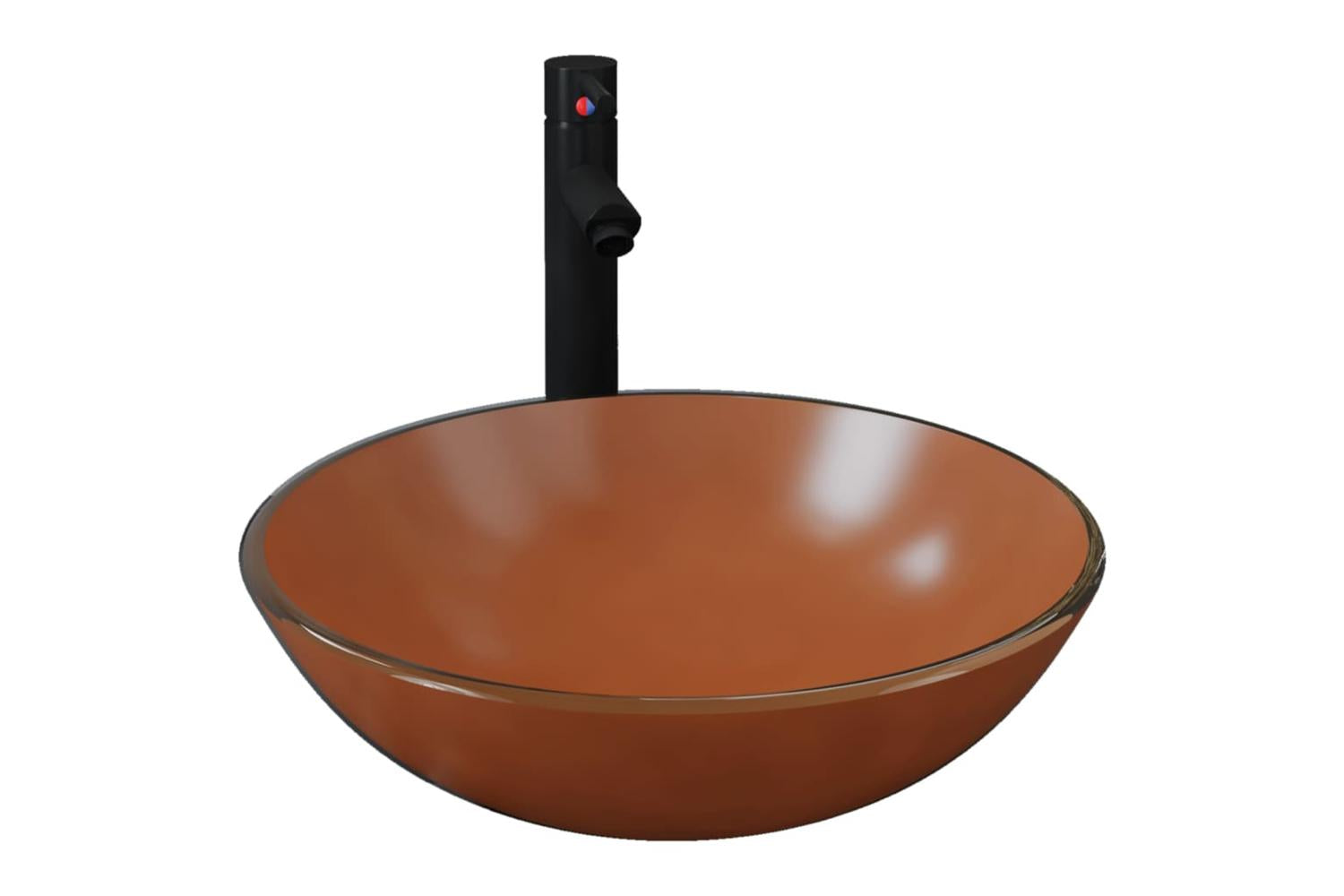 Vidaxl 3098455 Bathroom Sink With Tap And Push Drain Brown Tempered Glass