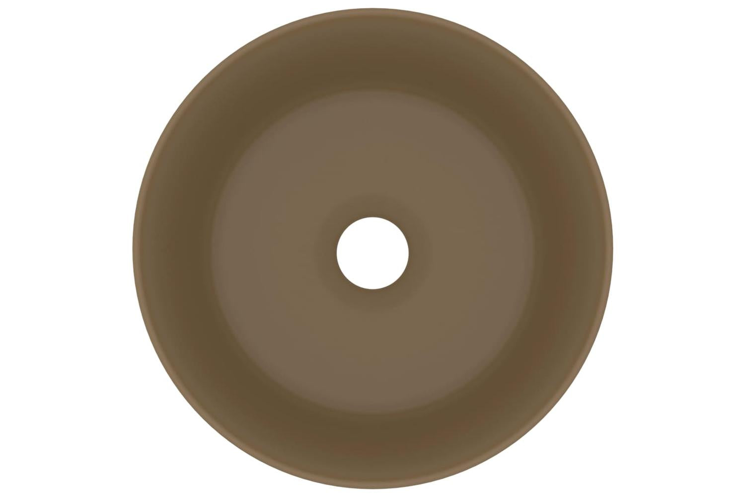 vidaXL 147018 Luxury Wash Basin Round Matt Cream 40x15cm Ceramic-3