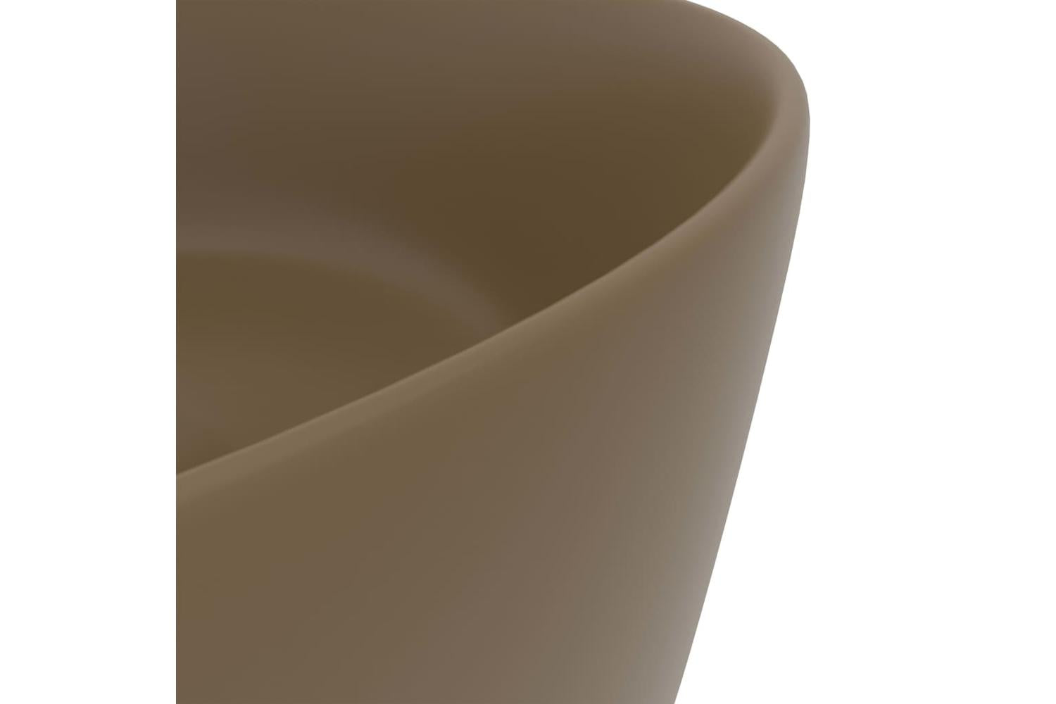 vidaXL 147018 Luxury Wash Basin Round Matt Cream 40x15cm Ceramic-5