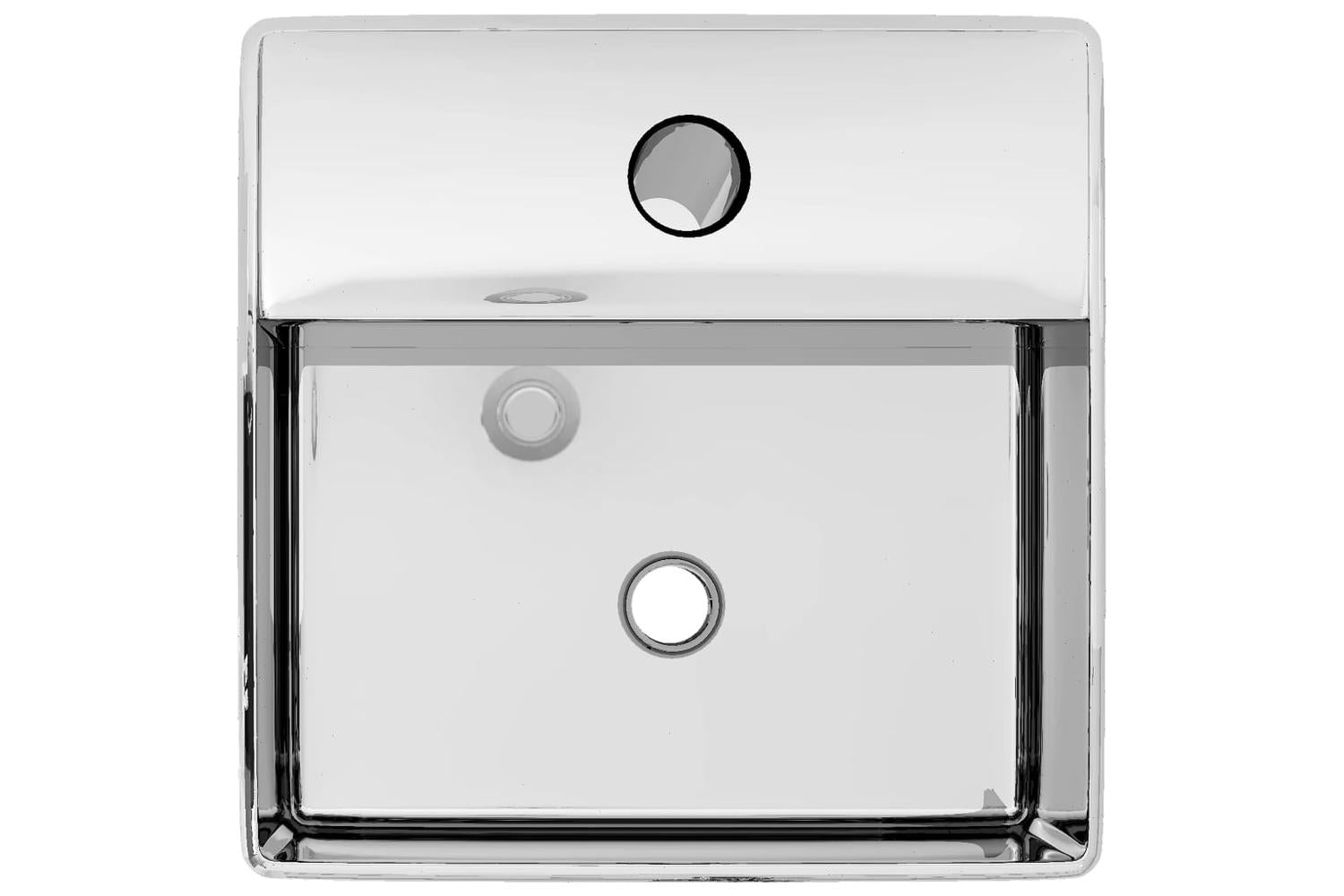 vidaXL 143487 Wash Basin With Faucet Hole 38x30x11.5cm Ceramic Silver-3