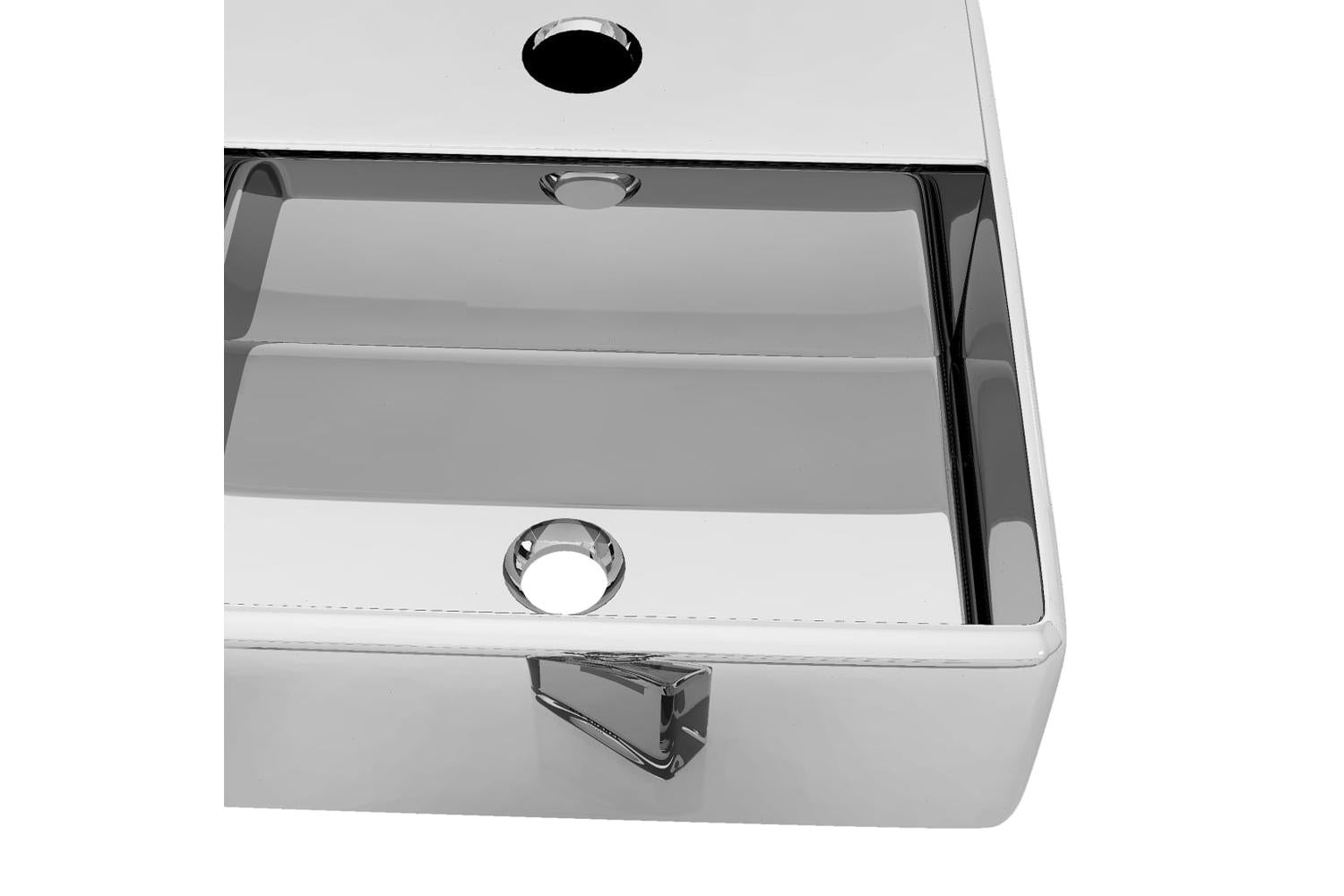 vidaXL 143487 Wash Basin With Faucet Hole 38x30x11.5cm Ceramic Silver-4