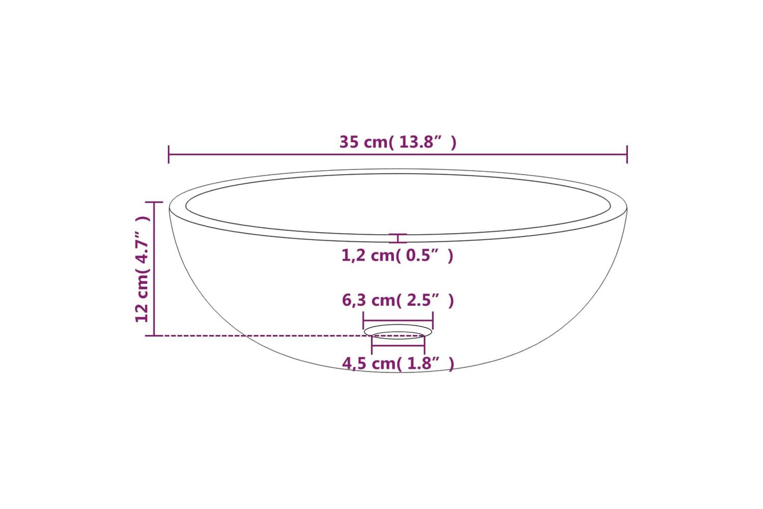 vidaXL 345240 Basin Tempered Glass 35x12cm Frosted-5