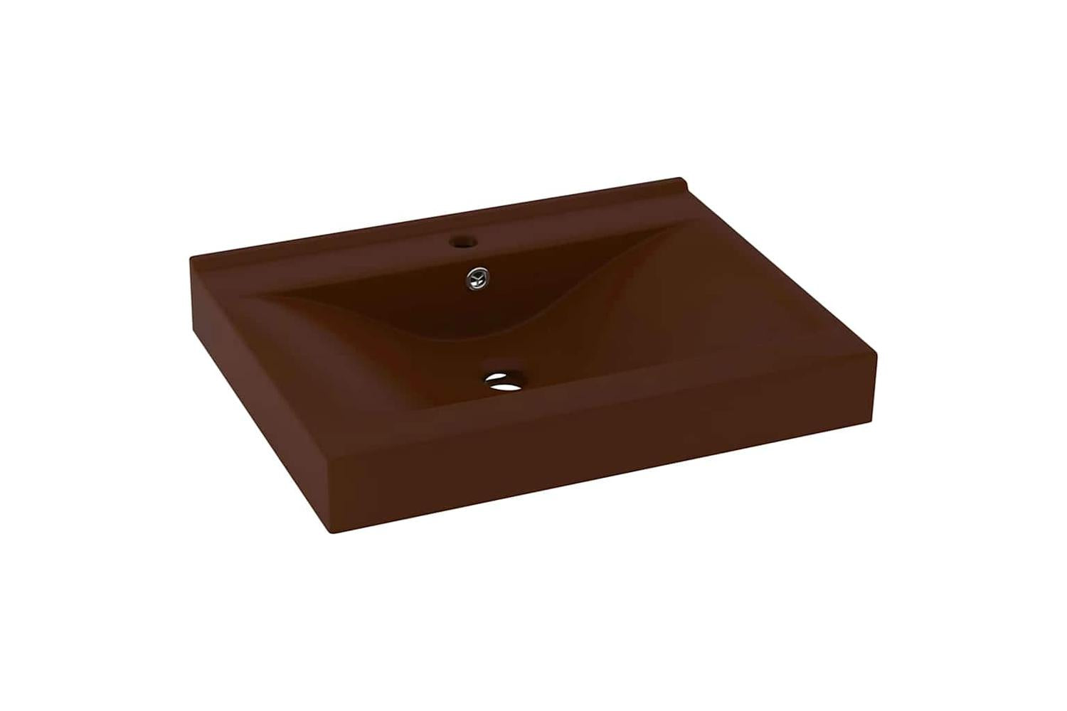 vidaXL 147028 Luxury Basin With Faucet Hole Matt Dark Brown 60x46cm Ceramic-2