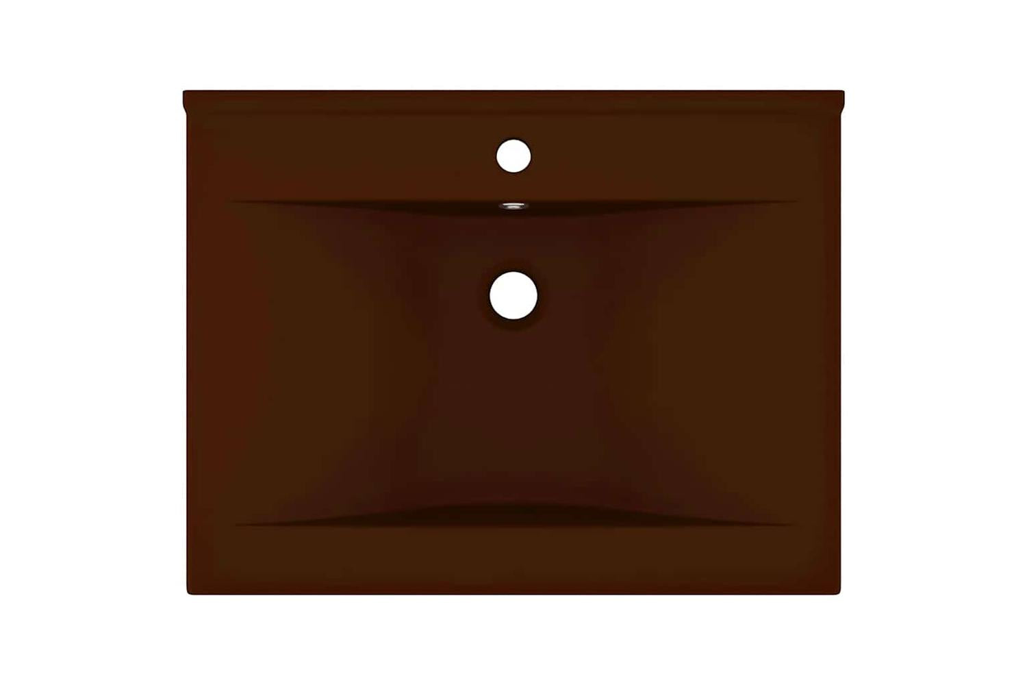 vidaXL 147028 Luxury Basin With Faucet Hole Matt Dark Brown 60x46cm Ceramic-3