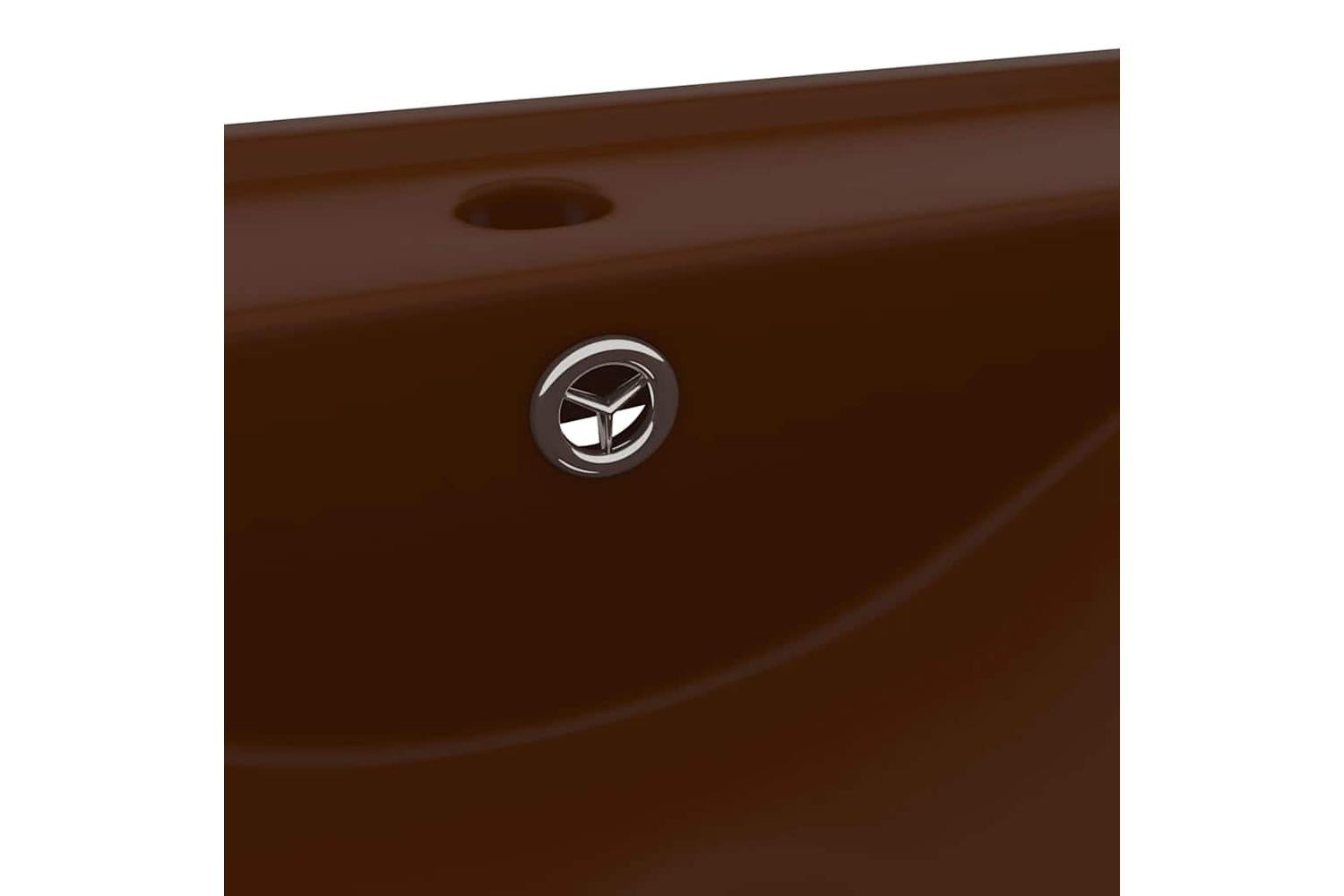 vidaXL 147028 Luxury Basin With Faucet Hole Matt Dark Brown 60x46cm Ceramic-5