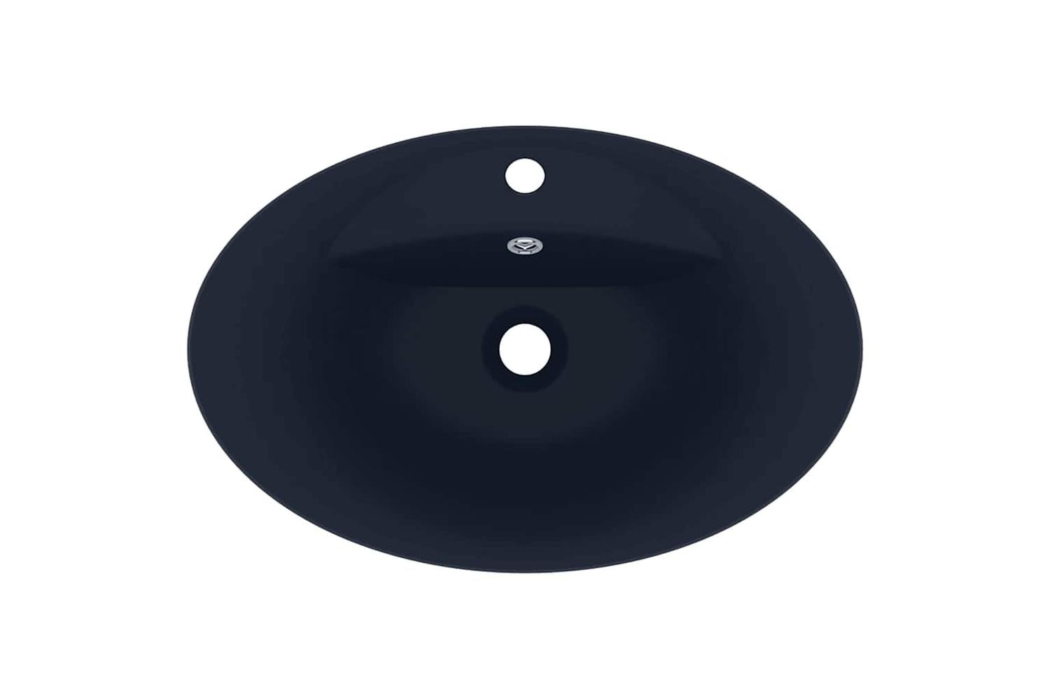 vidaXL 146935 Luxury Basin Overflow Oval Matt Dark Blue 58.5x39cm Ceramic-4