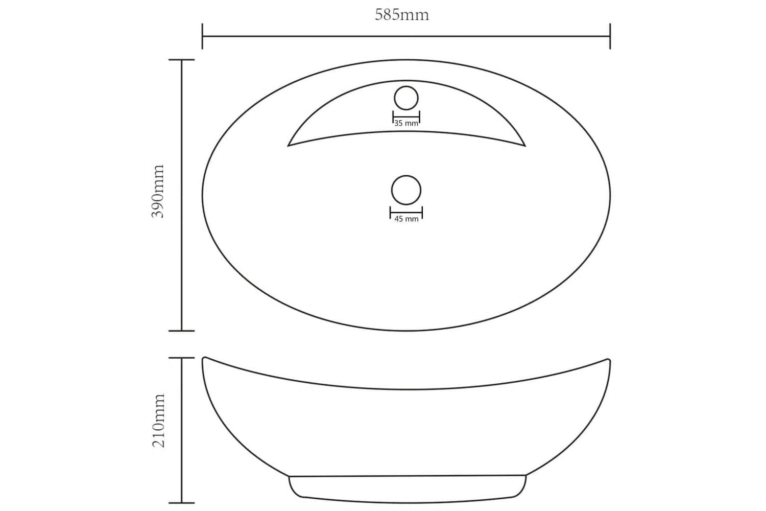 vidaXL 146935 Luxury Basin Overflow Oval Matt Dark Blue 58.5x39cm Ceramic-7