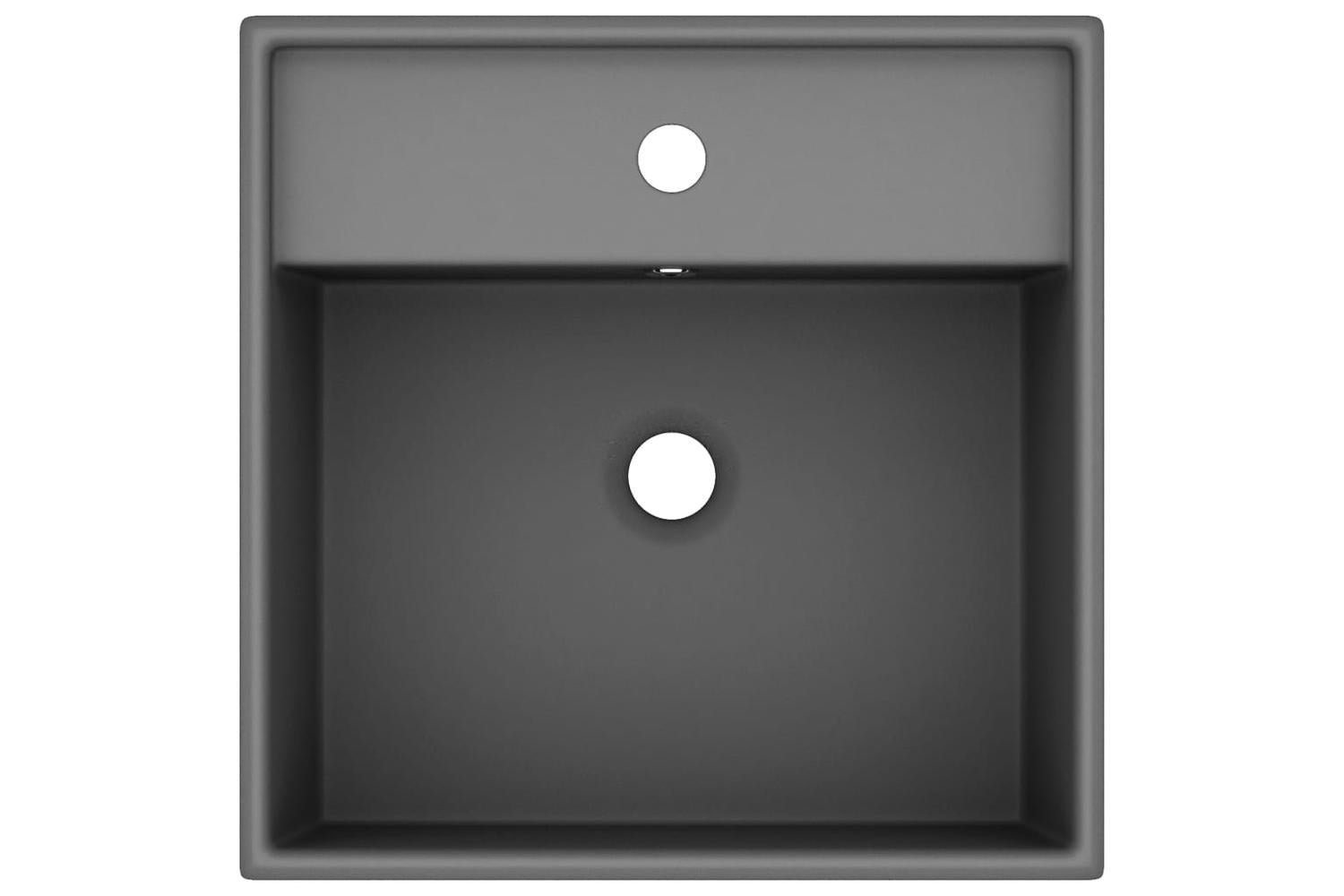 vidaXL 146950 Luxury Basin Overflow Square Matt Dark Grey 41x41cm Ceramic-4