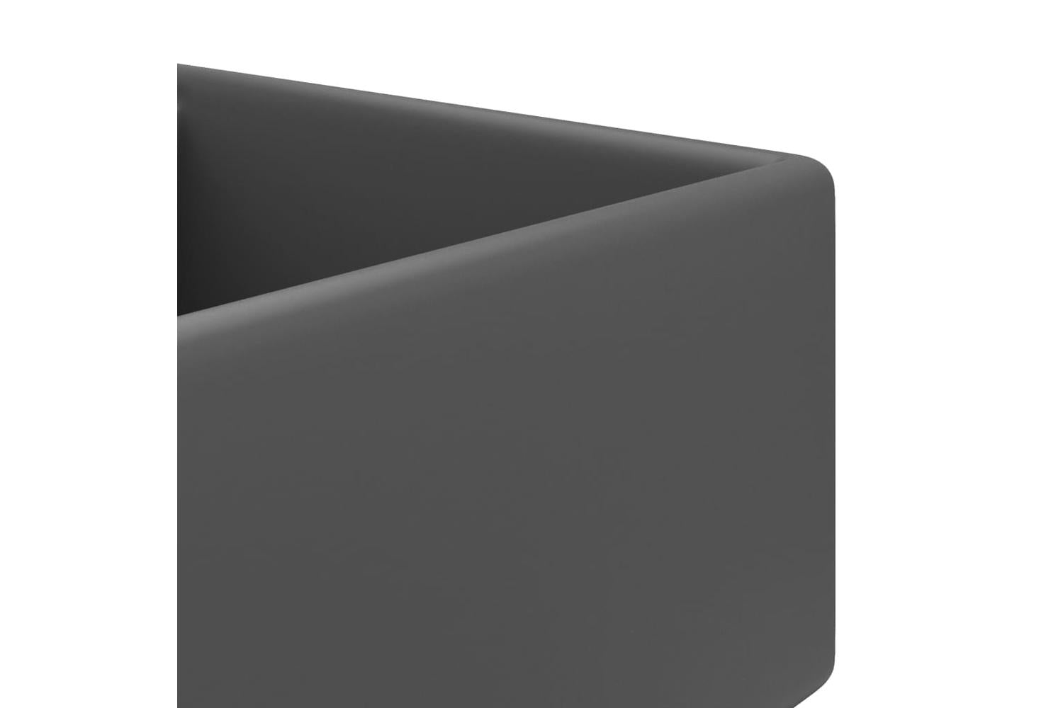 vidaXL 146950 Luxury Basin Overflow Square Matt Dark Grey 41x41cm Ceramic-5