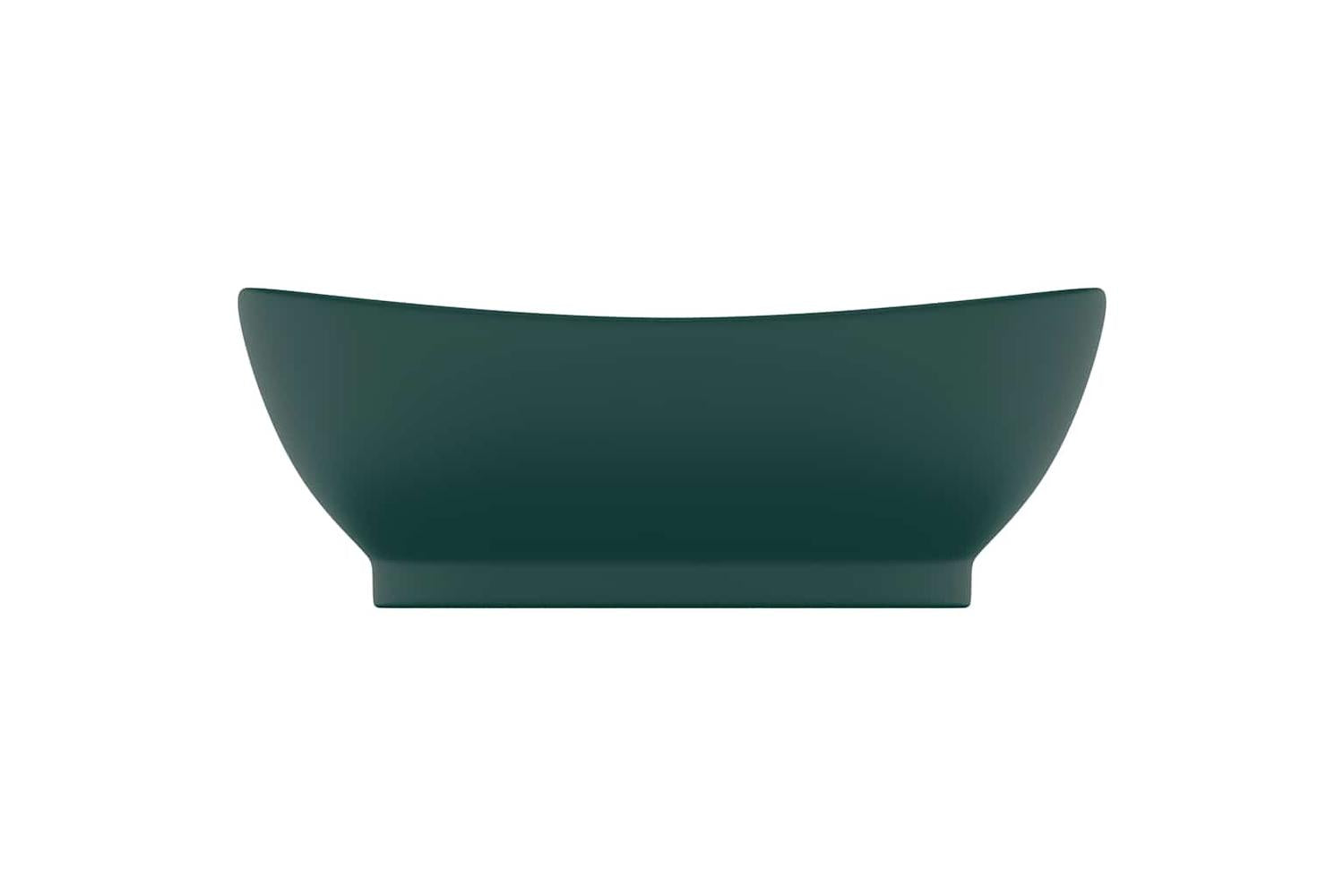 vidaXL 146937 Luxury Basin Overflow Oval Matt Dark Green 58.5x39cm Ceramic-3