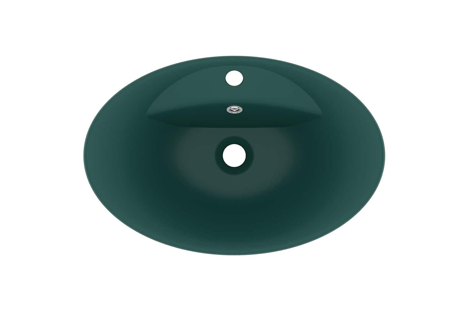 vidaXL 146937 Luxury Basin Overflow Oval Matt Dark Green 58.5x39cm Ceramic-4
