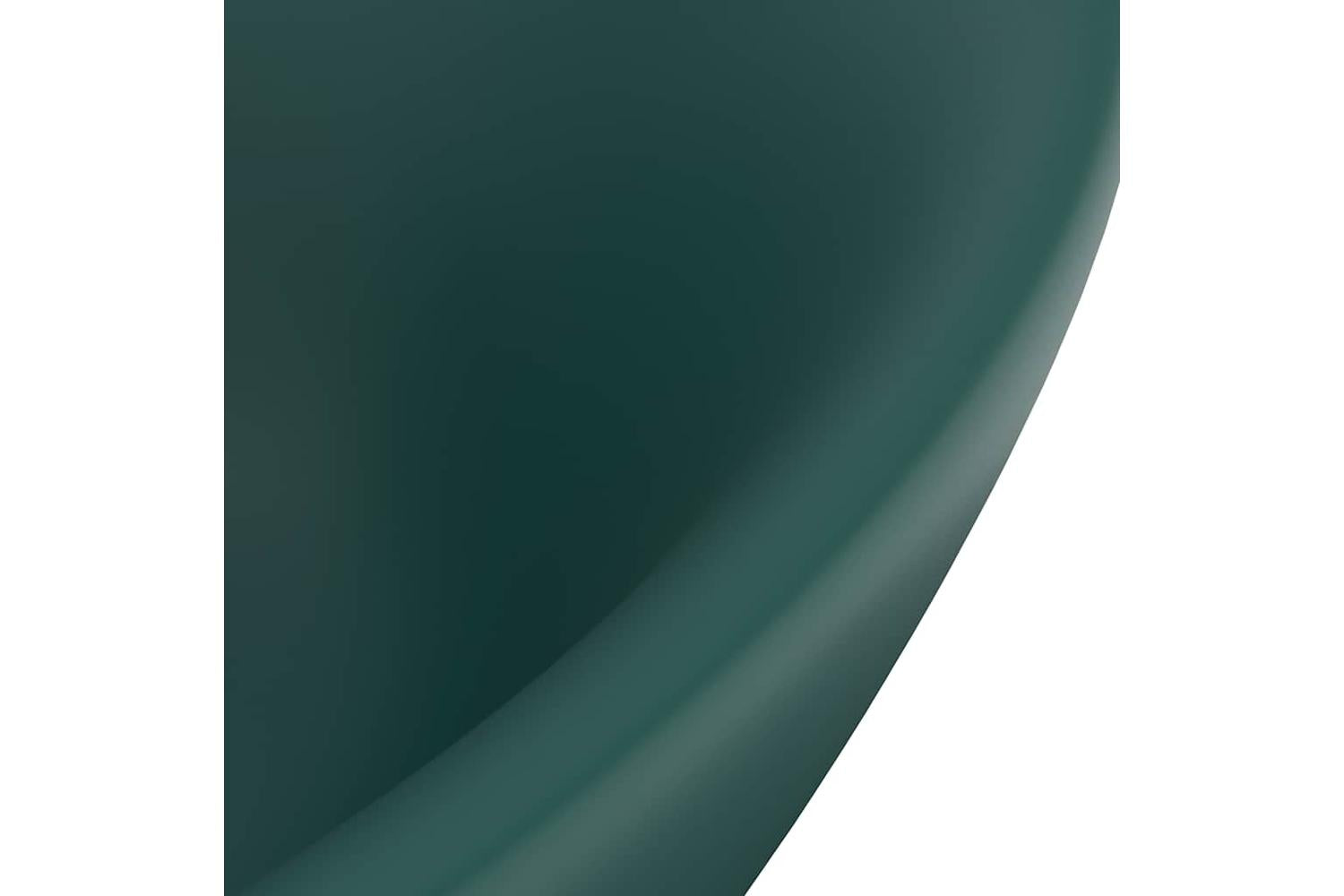 vidaXL 146937 Luxury Basin Overflow Oval Matt Dark Green 58.5x39cm Ceramic-5